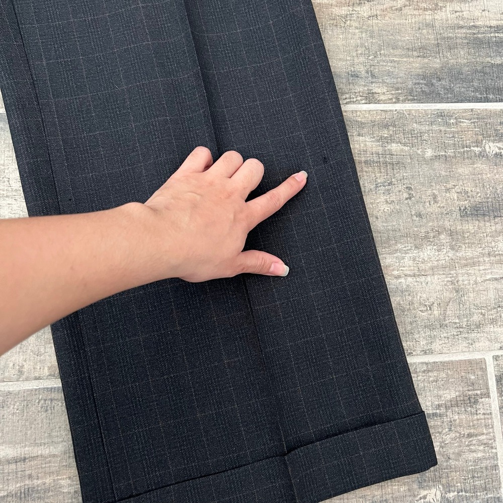 Y2K‎ XOXO Gray Plaid High Rise Wide Leg Trousers Waist 27 Baggy Pleated - Picture 12 of 12